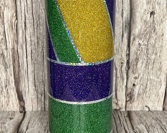Glitter Mardi Gras Tumbler: 20oz Fat Tuesday Party Cup
