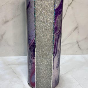 Handmade Glitter Alcohol Ink Tumbler: 20oz Skinny Travel Cup