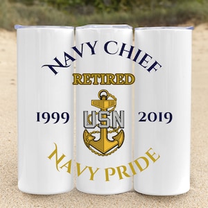 Customized Navy Chief, Senior Chief, Master Chief Tumbler, Appreciation Gift, Retirement Gift, Navy Chief Travel Cup, Navy Chief Gift Idea