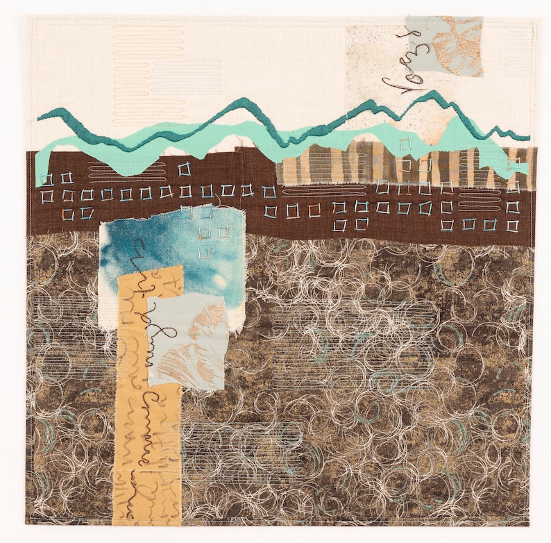 Slipping off the Curb Original Art Quilt Collage Deborah Boschert Fiber