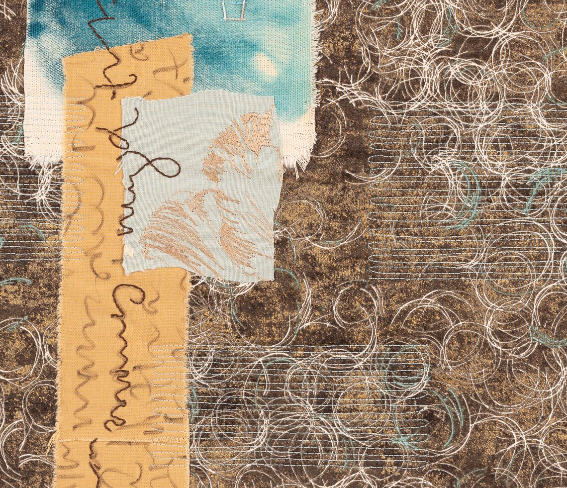 Slipping off the Curb Original Art Quilt Collage Deborah Boschert Fiber