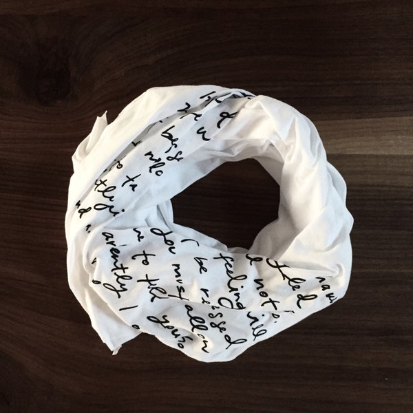 LAST ONES - Mr. Darcy proposal scarf - white with black ink - Jane Austen