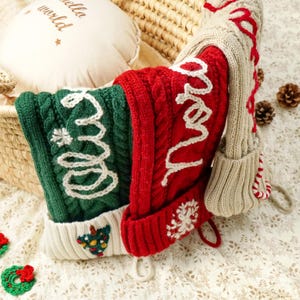 Personalized Christmas Stockings｜Custom Name Knitted Stockings, Large 18” Embroidered Name Stocking, Christmas Decorations, Gifts for Xmas