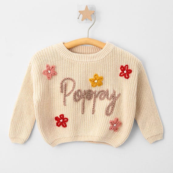 Pull Personnalisé Brodé Avec Prénom Pour Bébé Fille Ou Garçon - Cadeau Unique Nouveau-né, Baby Shower, Anniversaire Et Fête Des Mères