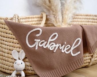 Custom Baby Name Blanket | Personalized Hand-Embroidered Knit Baby Blanket | Personalized Baby Blanket | Baby Shower Gift | Newborn poison