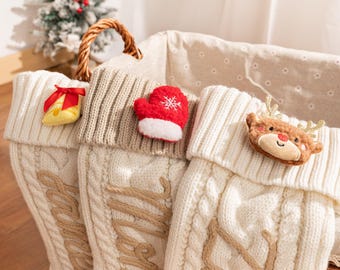 Personalized Christmas Stockings｜Custom Name Knitted Stockings, Large 18” Embroidered Name Stocking, Christmas Decorations, Gifts for Xmas