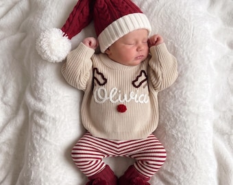Personalized Christmas Sweaters, 2026 Children Sweatshirt, Newborn Gift, Birthday Gift For Baby Girls Boy,Baby’s First Christmas Sweater