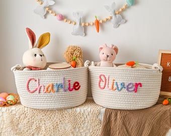 Baby shower personalized gift basket | Easter Basket | Personalized Baby Name Cotton Basket Gift | Custom Baby Gift | Newborn poison