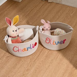 Baby shower personalized gift basket | Easter Basket | Personalized Baby Name Cotton Basket Gift | Custom Baby Gift  | Newborn Gift