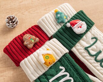 Personalized Christmas Stockings,Custom Name Knitted Stockings, Large 18” Embroidered Name Stocking, Christmas Decorations, Gifts for Xmas