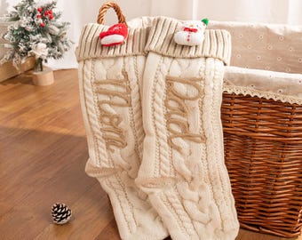 Personalized Christmas Stockings,Custom Name Knitted Stockings, Large 18” Embroidered Name Stocking, Christmas Decorations, Gifts for Xmas