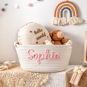 Baby shower personalized gift basket | Easter Basket | Personalized Baby Name Cotton Basket Gift | Custom Baby Gift  | Newborn Gift