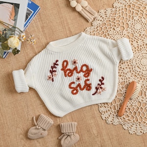 Personalized Baby Name Sweater | Embroidered Children's Sweatshirt | Newborn Gift | Big Sis Lil Bro | Birthday Gift For Baby Girls Boy