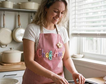 Personalized Handcrafted Apron - Custom Name/Pattern Kitchen Apron - Gift for Home Bakers Cooks - High-Quality Fabric-Parent-child outfits