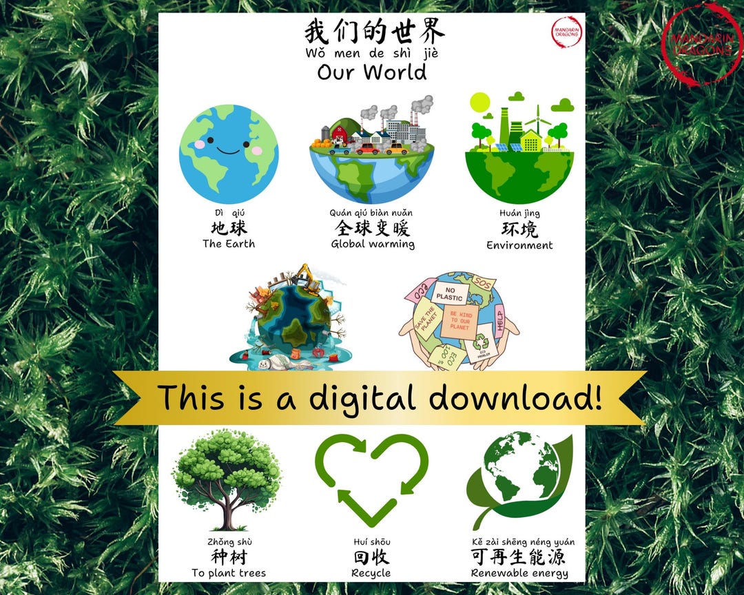 Mandarin Chinese Poster - "our World" Printable | Simplified Language ...