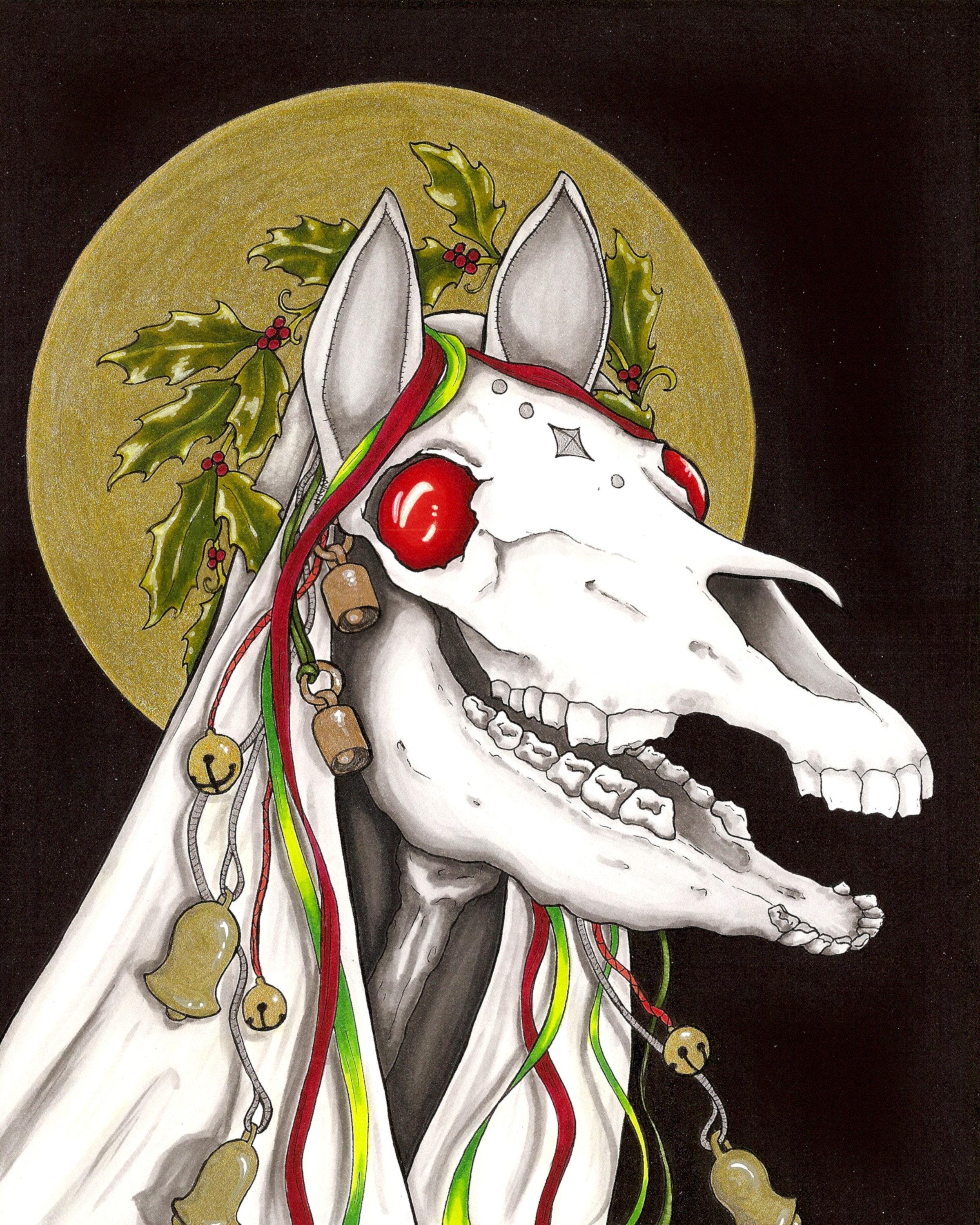 Mari Lwyd Gruselige Weihnachten 8x10 Fine Art Giclee - Etsy.de