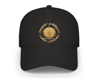 Gold Coin Crest cap | Vintage Medallion Baseball Cap, ornate script emblem