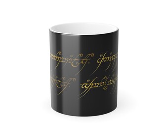 Color-Changing Magic Ring Script Mug — 11oz Morphing Coffee Cup