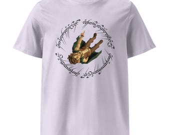 Reclining Adventurer Tee – Fantasy Script Circle Unisex Shirt