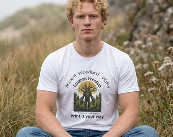 Ancient Woodland Tree Emblem T-shirt | Fangorn Forest Illustration, Nature Typography