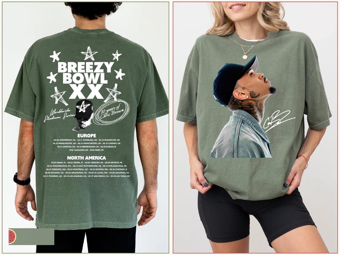Comfort Colors® Chris Brown Breezy Bowl XX T-Shirt, Chris Brown Album Shirt, Chris Brown Fan Gift, Chris Brown Merch