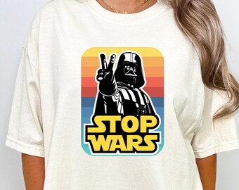 Comfort Colors® Darth Vader Stop Wars T-Shirt, Ultimate Gift for Geeks, Shirt for Peace Activists, Tee for Protests