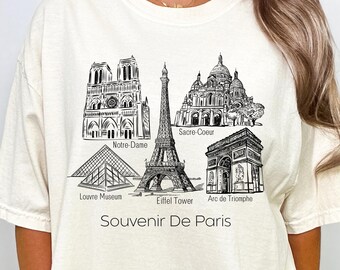 Comfort Colors® Souvenir De Paris Tee, Vintage France Trip T-Shirt, Retro European Summer Shirt