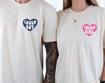 Comfort Colors® Lover Girl & Boy Couple Matching Shirts, Personalized Couple Gifts, Oversized Anniversary Tees
