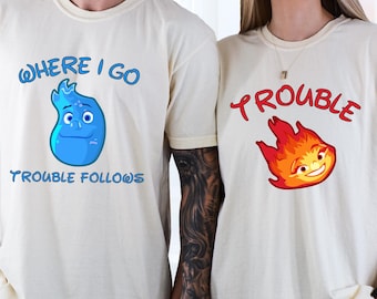Comfort Colors® Ember and Wade Matching Shirts, Funny Couple Tees, Couples Elemental Gifts
