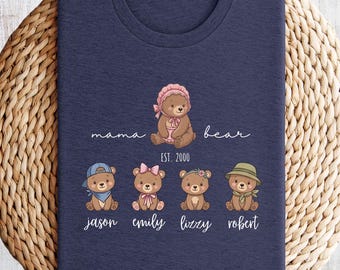 Mama Bear Custom Kids Name Shirt, Mother's Day Gifts, Personalized Shirts For Mom