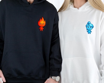 Fire And Water Couple Shirt, Elemental Love Hoodie, Couple Gift Shirts, Pocket Sized Sweatshirt