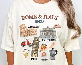 Comfort Colors® Rome & Italy Recap Tee, Vintage Italy Trip T-Shirt, Retro European Summer Shirt