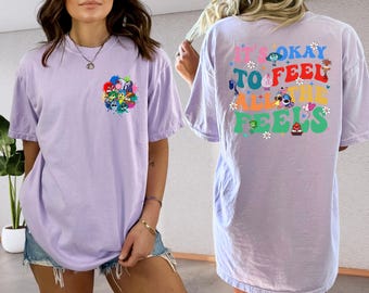 Comfort Colors® Disney Inside Out Shirt, It&#39;s Okay To Feel All The Feels Shirt, Oversized Disney Tee, Disney Movie Characters Shirts