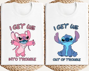 Stitch Couple Matching Shirts, Disney Trip Trouble Tees
