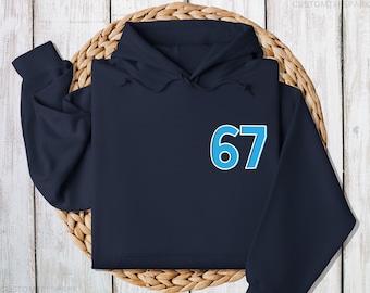 67 Hoodie, Minimal Pocket Size Sweatshirt, Six Seven Joke, Funny Meme Hoodie, Sarcastic Gift
