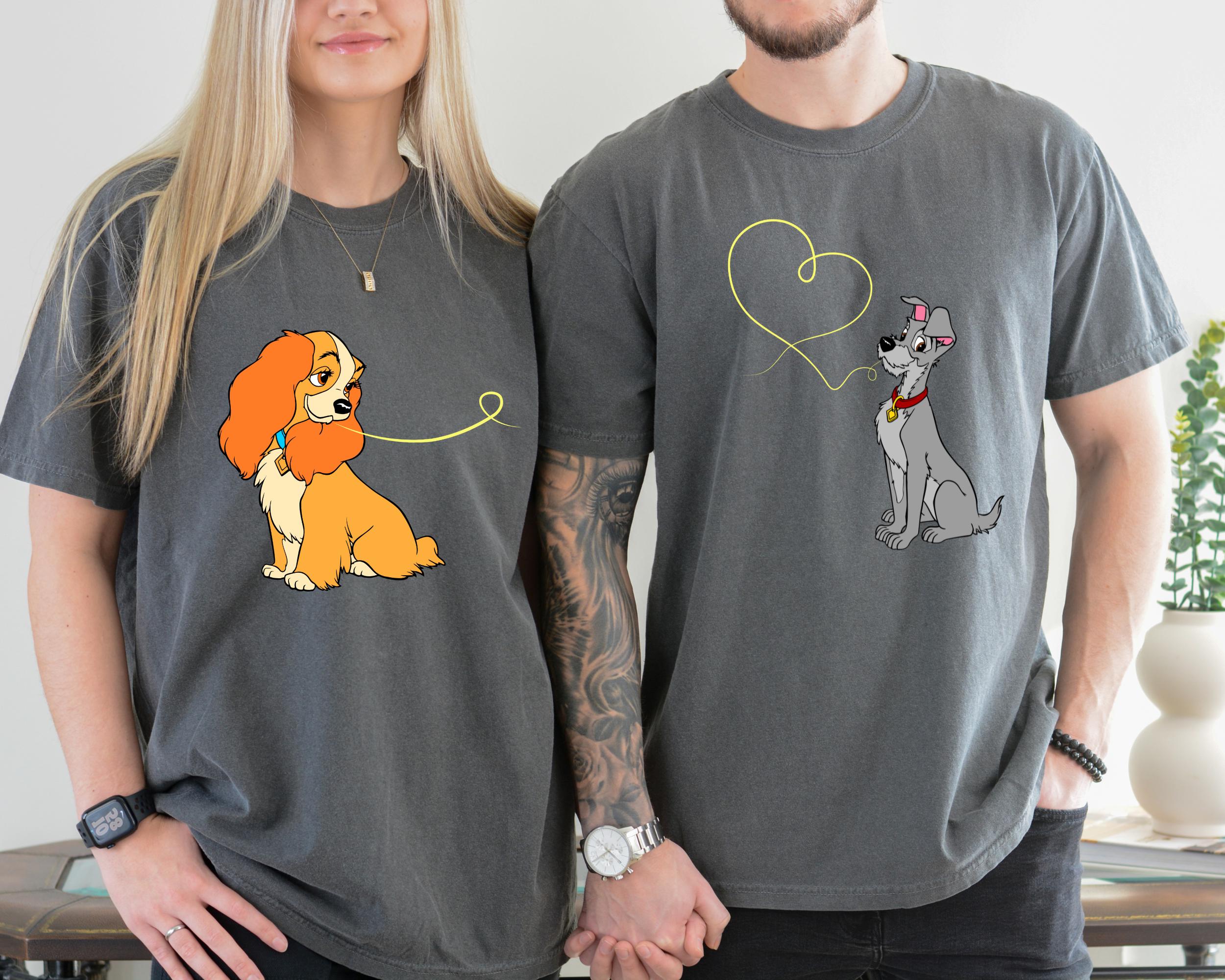 Comfort Colors® Lady And The Tramp Spaghetti Couples Shirt, Disney Couple Matching Tee, Lady Tramp Disney, Funny Disney Matching Shirt