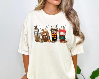 Comfort Colors® Oversize Movie Coffee Tee, Halloween Coffee Shirt, Wizarding School Shirt, Coffee Lover Tee, Magical Coffee, Witchy Shirt