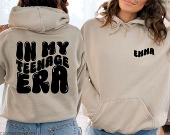 Custom Name Sweatshirt, In My Teenage Era Hoodie, Wavy Text Hoodie, Personalized Text Shirt, Birthday Wavy Text Sweatshirt, Retro Sweatshirt