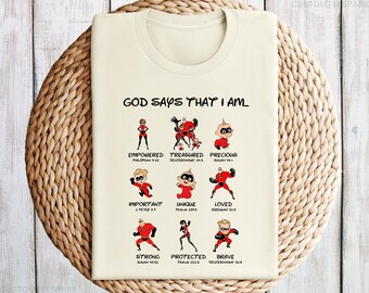 Comfort Colors® God Says That I Am Incredible Family Shirt, Disney Incredibles Shirt, Disney Trip Gifts, Religious Disney Tee