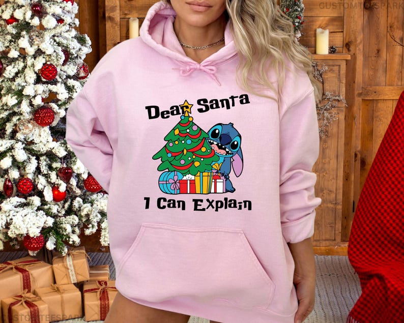Dear Santa I Can Explain Sweatshirt, Funny Stitch Shirt, Lilo & Stitch Christmas Sweatshirt, Funny Disney Xmas Shirt, Disney Vacation Hoodie 画像 5