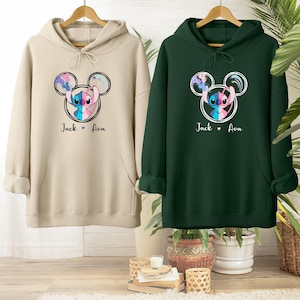 Custom Stitch Angel Couple Sweatshirt, Couple Disney Hoodies, Couple Matching Gift, Custom Stitch Angel Shirt, Half Stitch Half Angel Hoodie