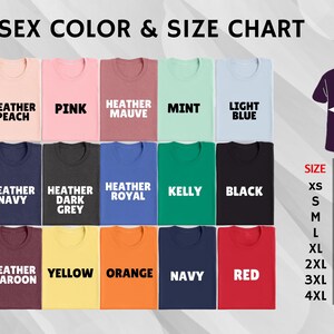 a shirt that has different colors and sizes