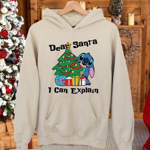 Dear Santa I Can Explain Sweatshirt, Funny Stitch Shirt, Lilo & Stitch Christmas Sweatshirt, Funny Disney Xmas Shirt, Disney Vacation Hoodie 画像 6
