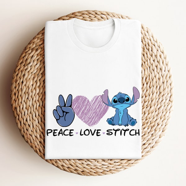 Peace Love Stitch Shirt, Cute Stitch Lover Shirt, Disney Trip Shirt, Kids Stitch Shirt, Disney Character Shirt, Disney Stitch T-Shirts