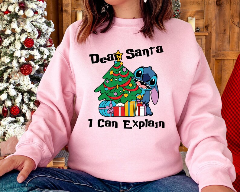 Dear Santa I Can Explain Sweatshirt, Funny Stitch Shirt, Lilo & Stitch Christmas Sweatshirt, Funny Disney Xmas Shirt, Disney Vacation Hoodie 画像 3