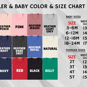 toddler and baby color and size chart