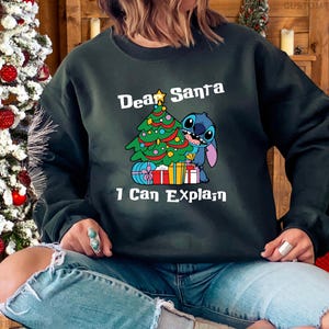 Dear Santa I Can Explain Sweatshirt, Funny Stitch Shirt, Lilo & Stitch Christmas Sweatshirt, Funny Disney Xmas Shirt, Disney Vacation Hoodie 画像 4