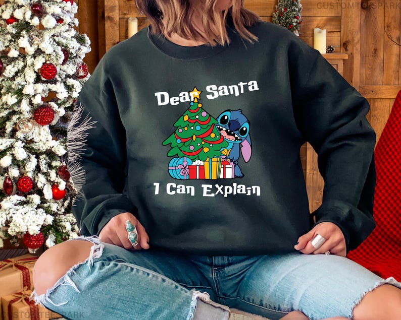 Dear Santa I Can Explain Sweatshirt, Funny Stitch Shirt, Lilo & Stitch Christmas Sweatshirt, Funny Disney Xmas Shirt, Disney Vacation Hoodie 画像 4