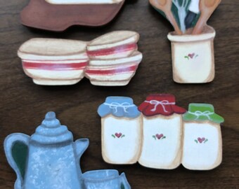 Adorable Country Style Handpainted Kitchen Magnets Cute for a camper too