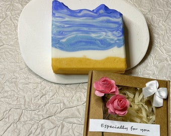 Handmade Vegan Soap,sea side,soap gift,Cold Process Soap, All-natural,Bath Soap,